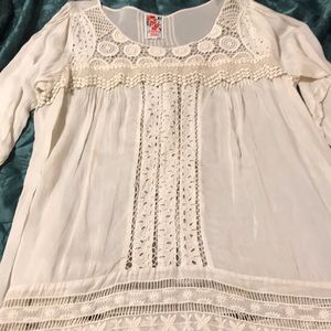 Johnny was cream crochet tunic top